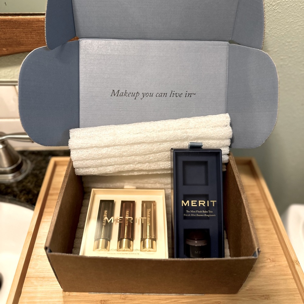 Merit Holiday Edition 2024 Dress Code Set Lipsticks, Mini Flush Balm in Bespoke